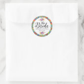 Colorful Paisley & Bride Black Typografie Ronde Sticker (Tas)