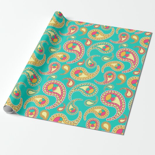 Colorful Paisley Cadeaupapier (Uitgerold)