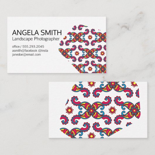 Colorful Paisley Flower Flowers Botanical Flowers Visitekaartje (Voorkant / Achterkant)