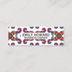Colorful Paisley Flower Pattern Mini Visitekaartje