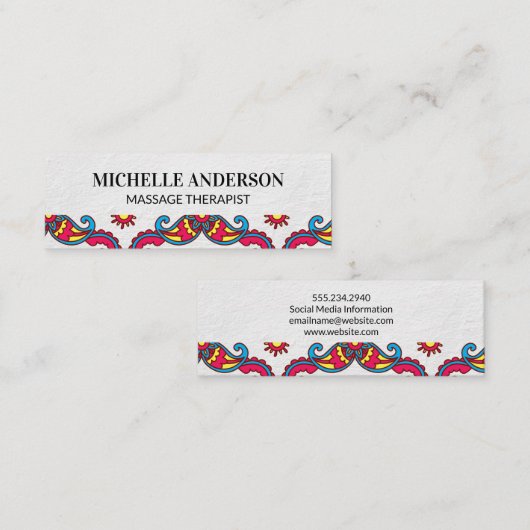 Colorful Paisley Flower Pattern Mini Visitekaartje (Voorkant / Achterkant)