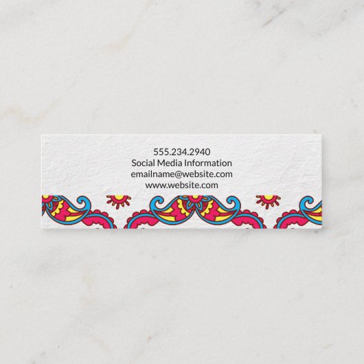 Colorful Paisley Flower Pattern Mini Visitekaartje (Achterkant)