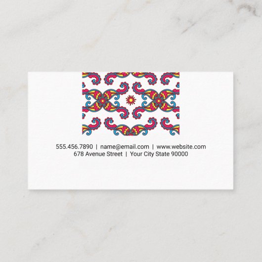 Colorful Paisley Flower Pattern Visitekaartje (Achterkant)