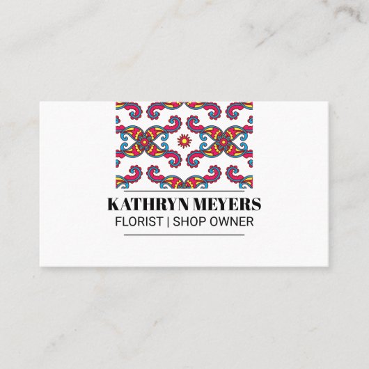Colorful Paisley Flower Pattern Visitekaartje (Voorkant)