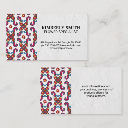 Colorful Paisley Flower Pattern Visitekaartje (Voorkant / Achterkant)