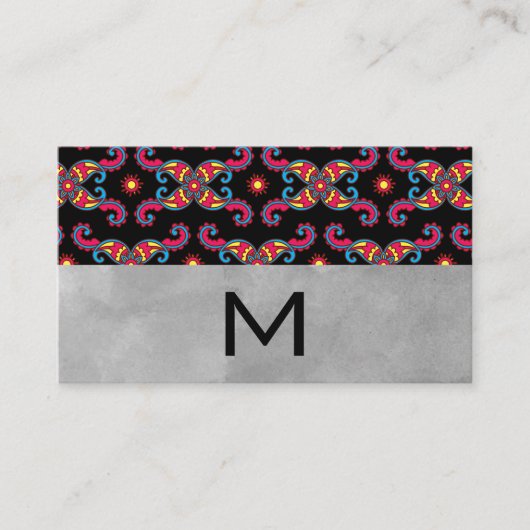 Colorful Paisley Flower Pattern | Waterverf blok Visitekaartje (Voorkant)