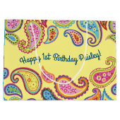 Colorful Paisley Kids Birthday Party Groot Cadeauzakje (Achterkant)
