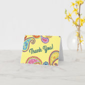 Colorful Paisley Kids Birthday Party Kaart (Gele Bloem)