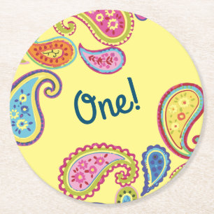 Colorful Paisley Kids Birthday Party Ronde Kartonnen Onderzetter