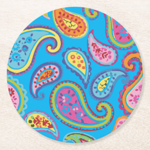 Colorful Paisley Kids Birthday Party Ronde Kartonnen Onderzetter