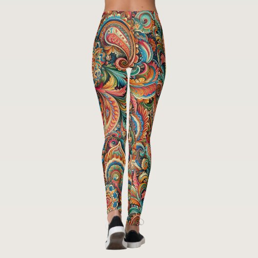 Colorful Paisley Leggings, bedrukt Leggings (Achterkant)
