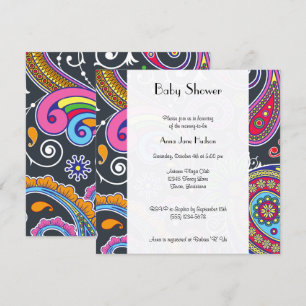 Colorful Paisley, Paisley Pattern, Baby shower Kaart