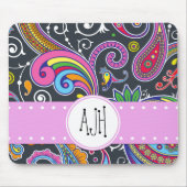 Colorful Paisley, Paisley Pattern, Boteh, Monogram Muismat (Voorkant)