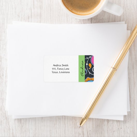 Colorful Paisley, Paisley Pattern, Jouw naam Etiket (Insitu)