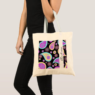 Colorful Paisley, Paisley Pattern, Jouw naam Tote Bag