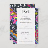 Colorful Paisley, Paisley Pattern, Wedding RSVP Kaartje (Voorkant / Achterkant)