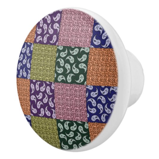 Colorful Paisley Patchwork Patroon Keramische Knop (Rechts)