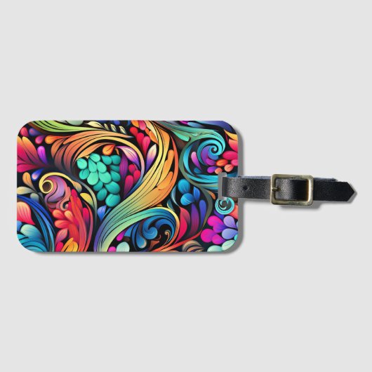 Colorful Paisley Pattern Bagagelabel (Voorkant (horizontaal))