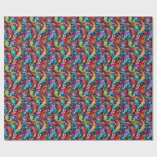 Colorful Paisley Pattern Cadeaupapier (Vlak)