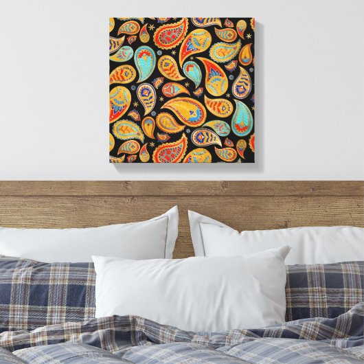 Colorful Paisley Pattern Canvas Afdruk (Insitu (Slaapkamer))