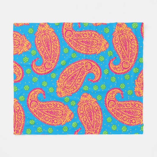 Colorful Paisley Pattern Fleece Deken (Voorkant (Horizontaal))