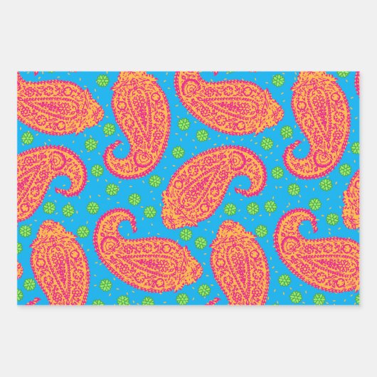 Colorful Paisley Pattern Inpakpapier Vel (Voorkant 3)