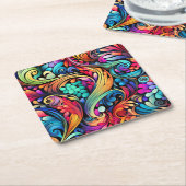 Colorful Paisley Pattern Kartonnen Onderzetters (Schuin)