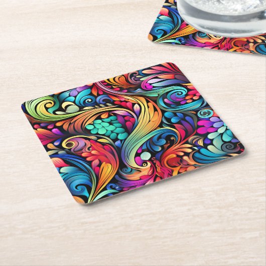 Colorful Paisley Pattern Kartonnen Onderzetters (Schuin)