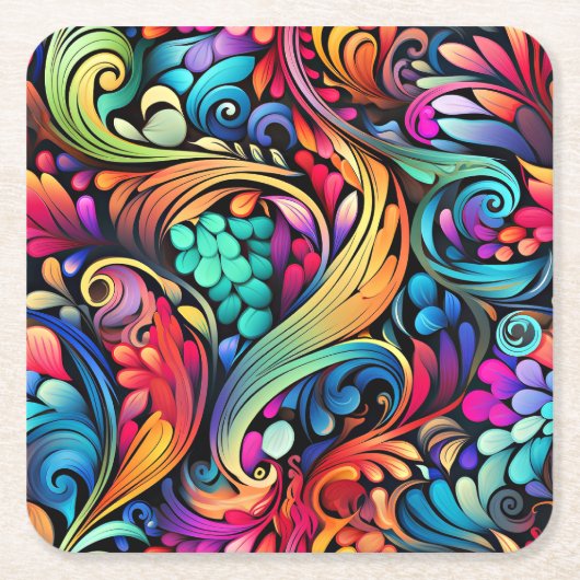 Colorful Paisley Pattern Kartonnen Onderzetters (Voorkant)