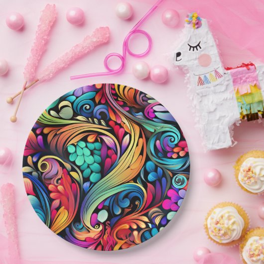 Colorful Paisley Pattern Papieren Bordje (Feest)