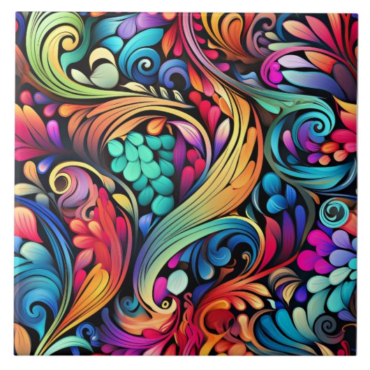 Colorful Paisley Pattern Tegeltje (Voorkant)