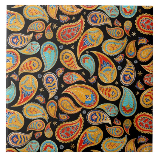 Colorful Paisley Pattern Tegeltje (Voorkant)