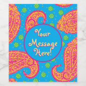 Colorful Paisley Pattern Wijn Etiket (Enkel label)