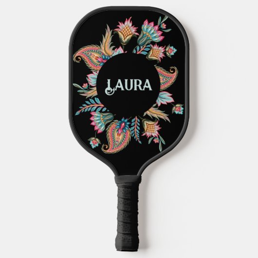 Colorful Paisley Personalized Pickleball Paddle (Achterkant)
