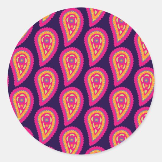 Colorful Paisley Ronde Sticker (Voorkant)