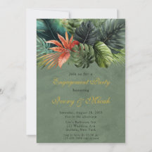 Colorful Palm Leaves Gold Engagement Party