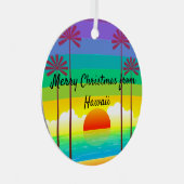 Colorful Palm Sunset-kerstversiering Metalen Ornament (Voorkant Rechts)