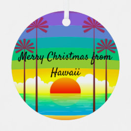 Colorful Palm Sunset-kerstversiering Metalen Ornament