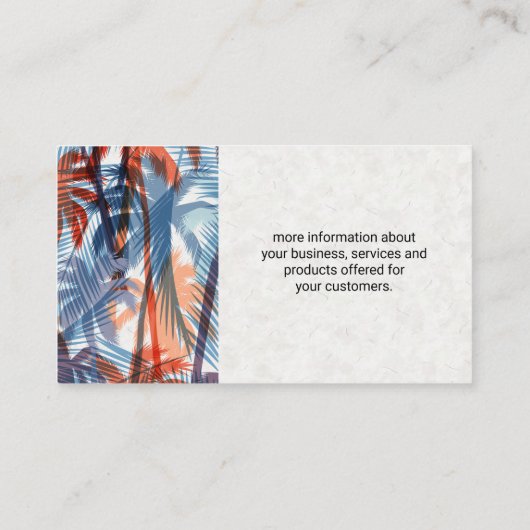 Colorful Palm Trees Pattern | Natuurlijke Visitekaartje (Achterkant)