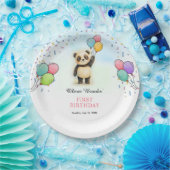 Colorful Panda Theme 1st Birthday Party Papieren Bordje (Feest)