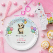 Colorful Panda Theme 1st Birthday Party Papieren Bordje (Feest)