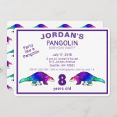 Colorful Pangolin Birthday Uitnodiging (Voorkant / Achterkant)