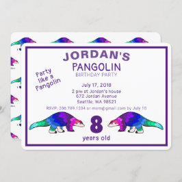 Colorful Pangolin Birthday Uitnodiging