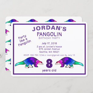 Colorful Pangolin Birthday Uitnodiging