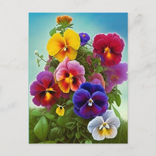 Colorful Pansies - AI ART Briefkaart (Voorkant)