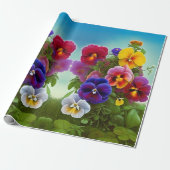 Colorful Pansies - AI ART Cadeaupapier (Uitgerold)