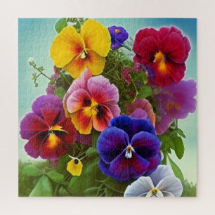 Colorful Pansies - AI ART Legpuzzel