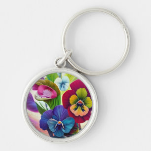 Colorful Pansies - AI ART Sleutelhanger