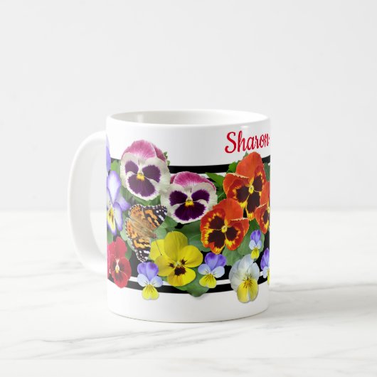 Colorful Pansies Coffee Mok (Voorkant links)