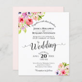 Colorful Pansies Elegant BUDGET Weduwuitnodiging (Voorkant / Achterkant)